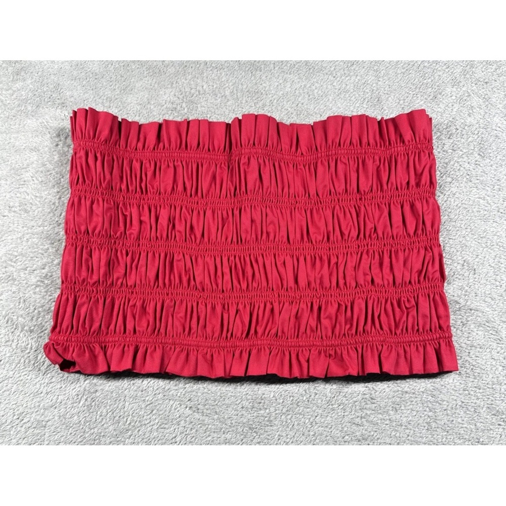 AQUA Women's Smocked Strapless Tube Top‎ Red Size XL NWT